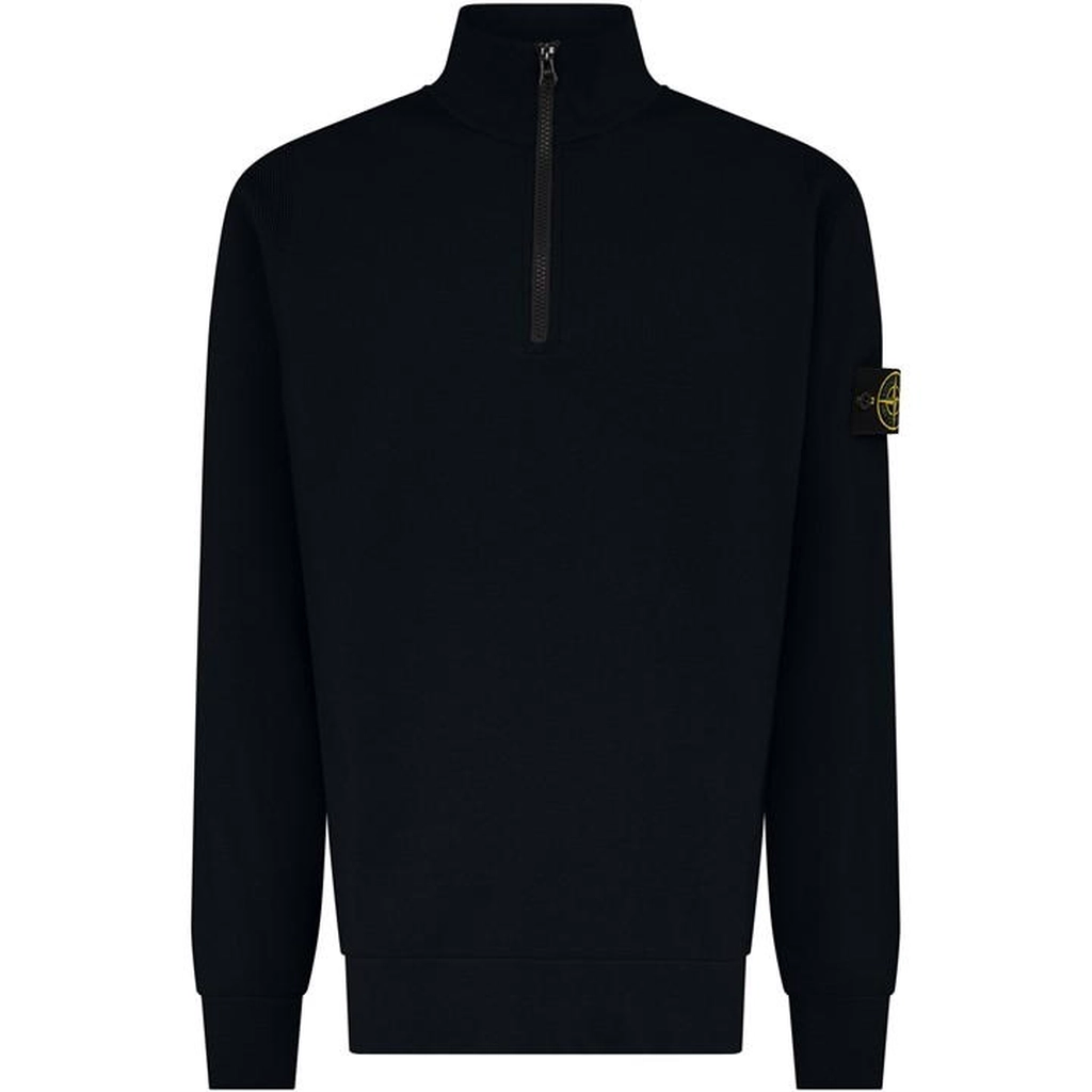 Stone Island Badge Quarter Zip Sweatshirt - Blue